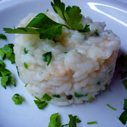 Light risotto with perch and green pepper