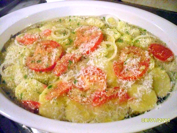 Tiella di riso, patate e cozze