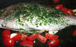 Baked sea bream for four