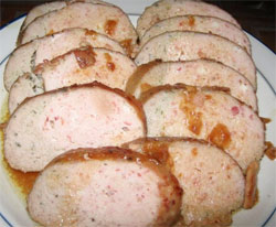 Veal meatloaf with raw ham and