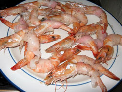Jumbo shrimp baked with lard