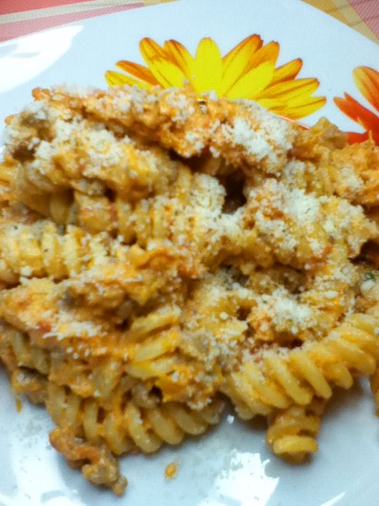 Fusilli con zucca e salsiccia