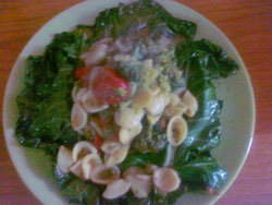 Orecchiette in foglia di broccoli e sushi di tonno