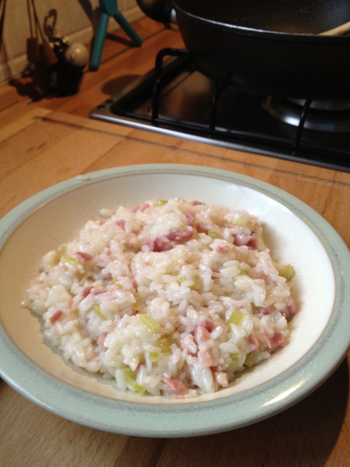 Risotto al vino prosecco con sedano finocchio e pancetta