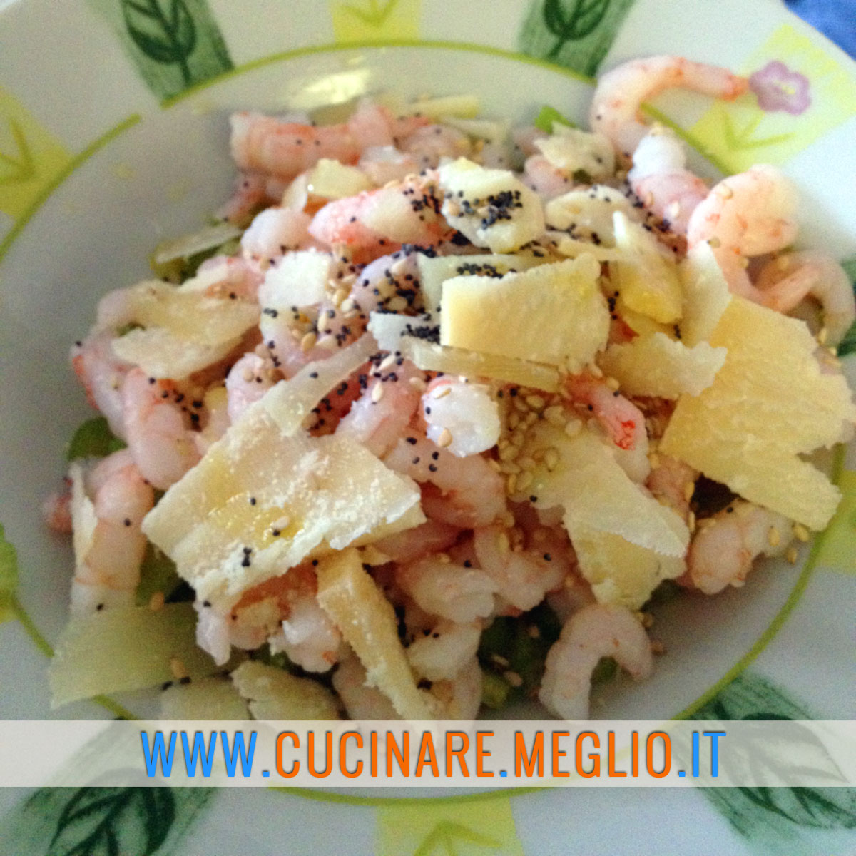 Gamberetti con sedano e grana Gamberetti con sedano e grana
