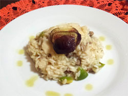 Risotto con salsiccia e fichi